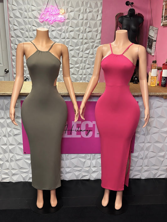 Women’s Basic Maxi Dress (pink )