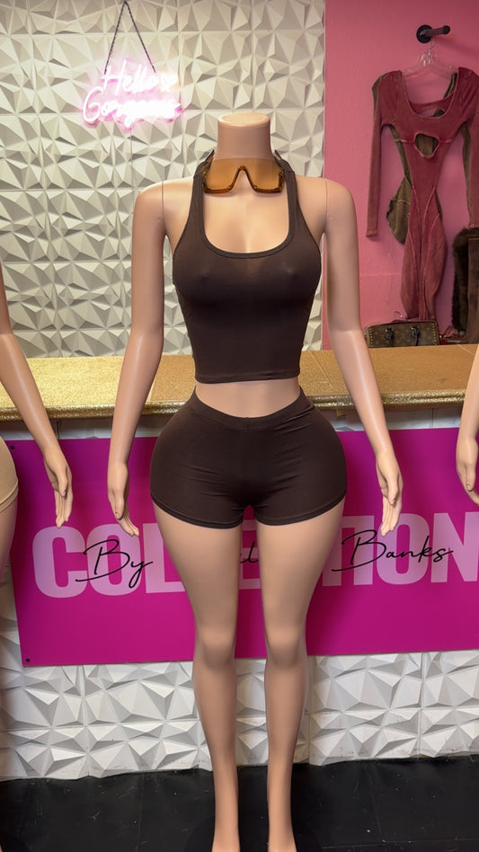 On The Go Short Set (Brown)