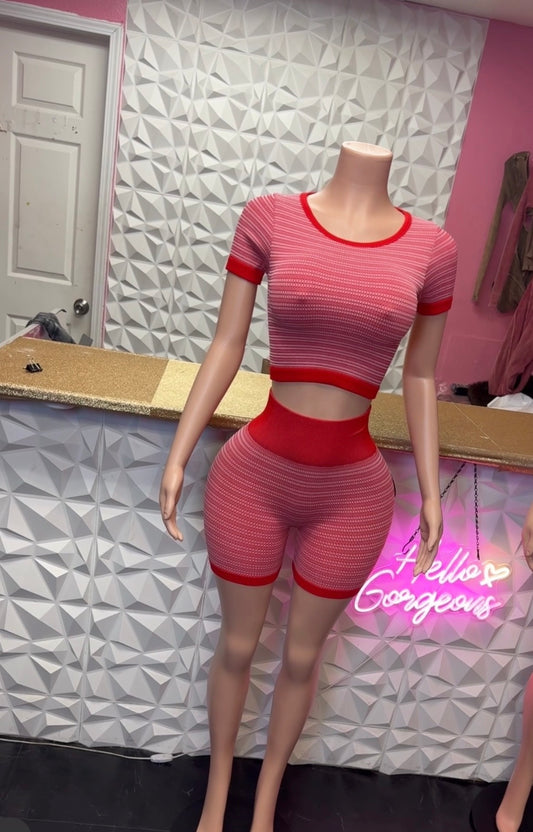 Electric Babe Short Set ( Red)
